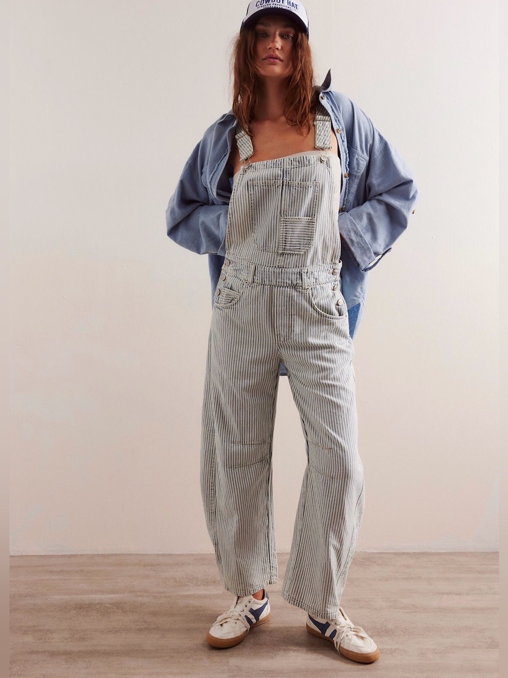 EUC size Small Free People We The Free Good Luck Striped overalls